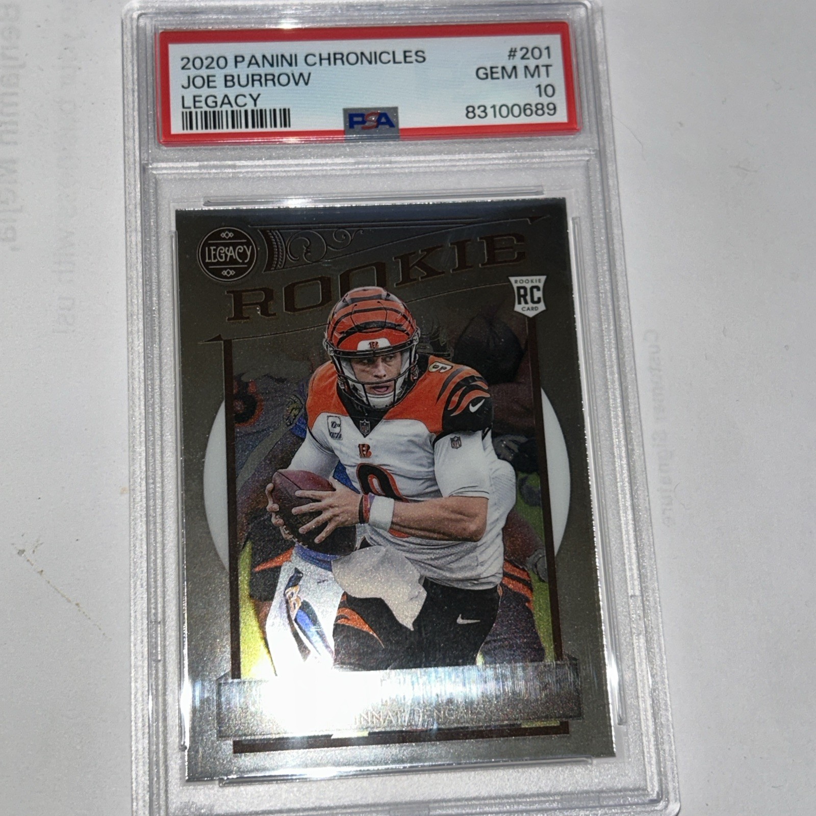 2020 Panini Chronicles Joe Burrow RC Legacy PSA 10 #201