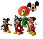 Vintage Walt Disney Production Mickey Mouse Rubber Figures Hong Kong Lot of 5