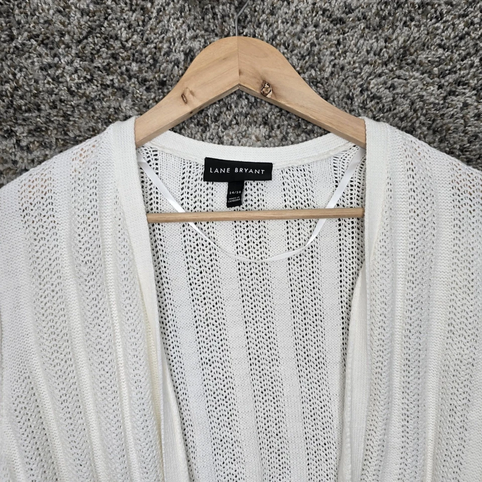Lane Bryant Shrug Mujer Plus 14/16 Blanco Tejido Abierto Manga Corta Informal Damas Foto 4 de 4