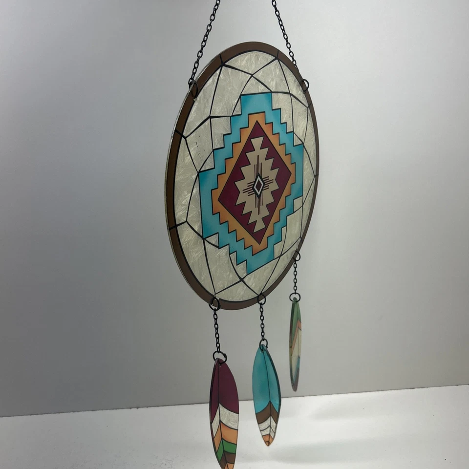 Vitral grande temática nativa americana atrapasueños 12 pulgadas de diámetro Foto 4 de 4