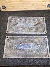 Vtg 2x Metal Chevy Truck Step Plates W Bowtie Emblem 3100 C10 Rare Accessories Vtg 2x Metal Chevy Truck Step Plates W Bowtie Emblem 3100 C10 Rare Accessories