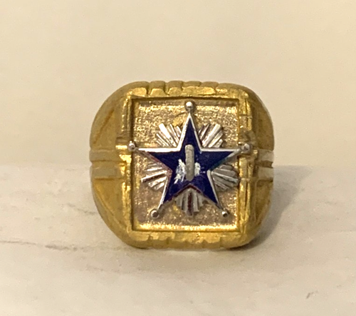 Vtg US ARMY Blue Star Bronze ring with STERLING SILVER top s.- 9 330 | eBay