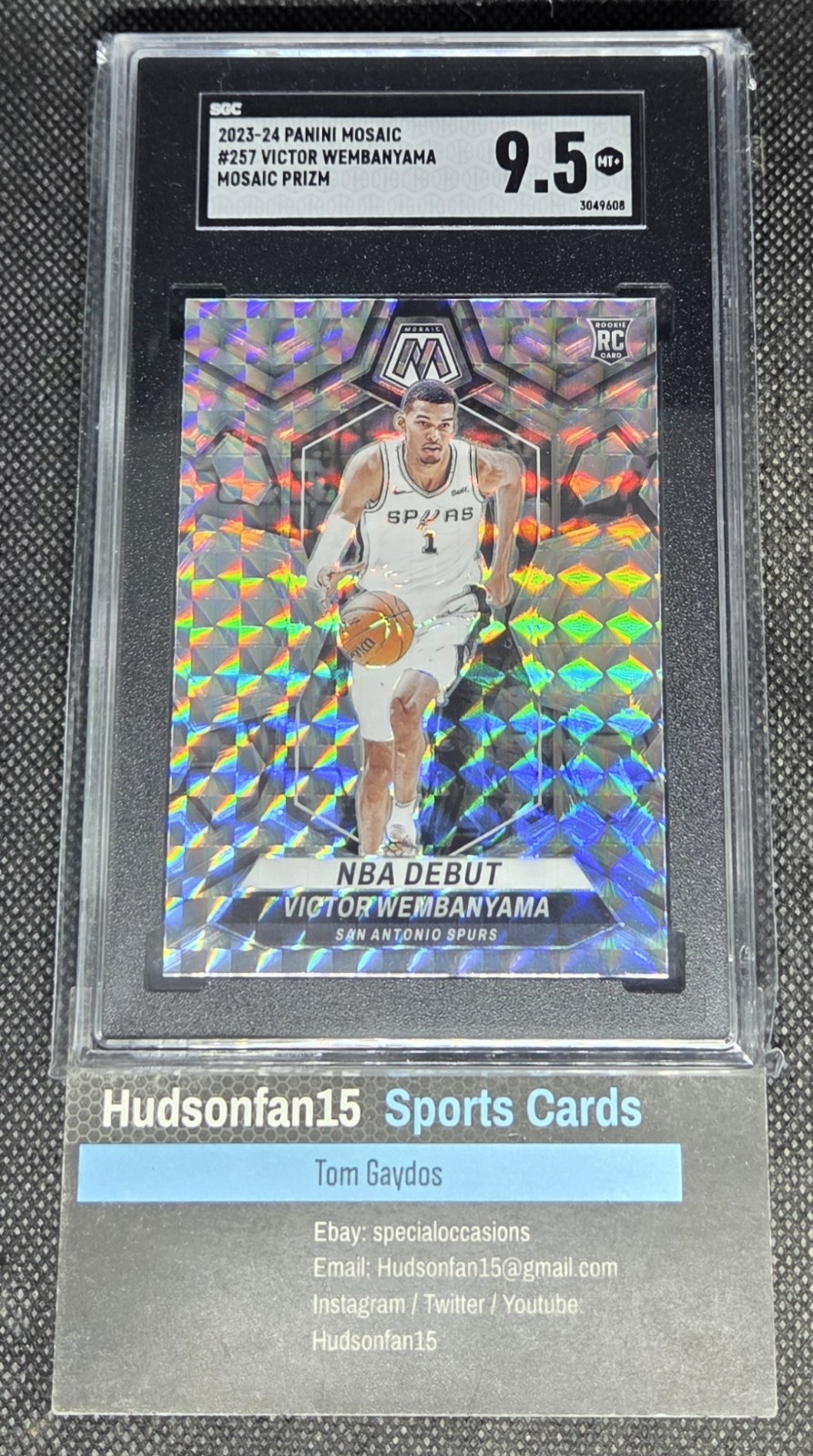 Victor Wembanyama 2023 Panini Mosaic #257 NBA Debut RC Mosaic Prizm SGC 9.5