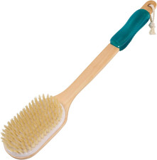Back Scrubber for ShowerStiff Boar Bristles Wooden Curved Long Handle Antiski...