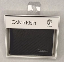 NEW Calvin Klein Men’s Slimfold Carbon Fiber Textured Wallet w/ RFID Protection