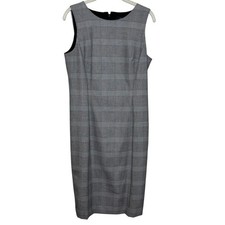 J Crew Dress Womens 8 Gray Plaid Sleeveless Sheath Business Career AC409 FA19