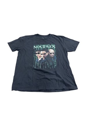 Vintage The Matrix Movie T Shirt Neo Trinity Morpheus Green Code Sci-Fi Black