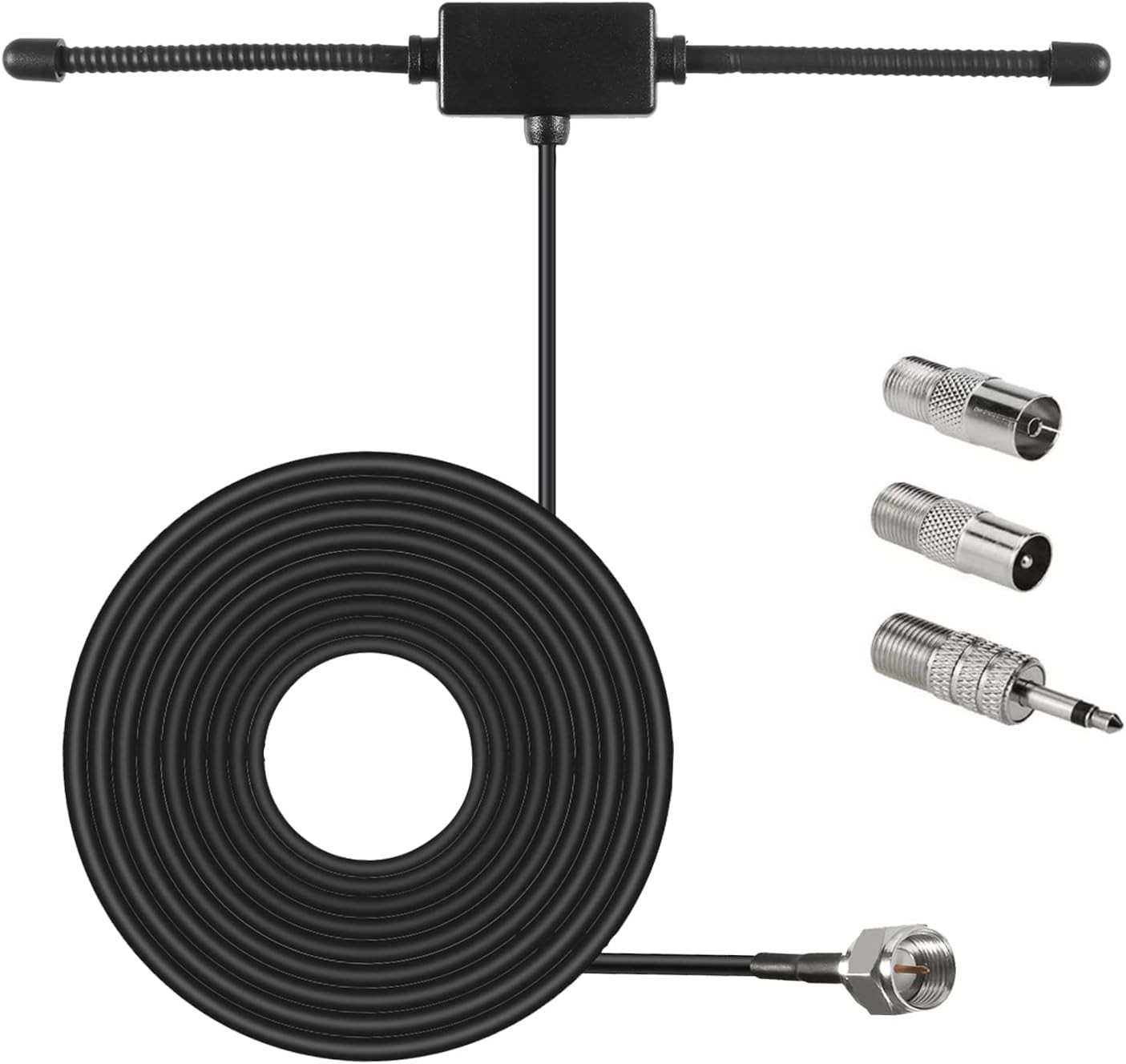 Indoor FM Radio Antenna With 4 Adapters 75 Ohm for Home Stereo Receivers