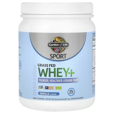 2 X Garden of Life, Sport, Grass Fed Whey+, Vanilla, 1 lb 0.14 oz (4-Worldwide