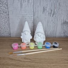 Paint It Yourself 2 Garden Gnomes Scandi Gonk Craft Kit 2 Brushes & 6 Paints