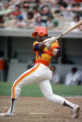 Cesar Cedeno Houston Astros bats v the New York Mets at an Major L- Old Photo 1
