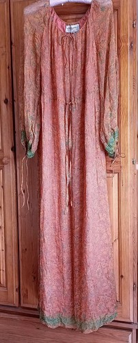 Jaeger, Jaeger/Treacy Lowe Vintage mehrfarbig indische Seide Maxikleid Gr 10 UK