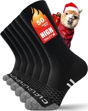 Merino Wool Thermal Socks for Men Women, Cushioned Performance Large, Black