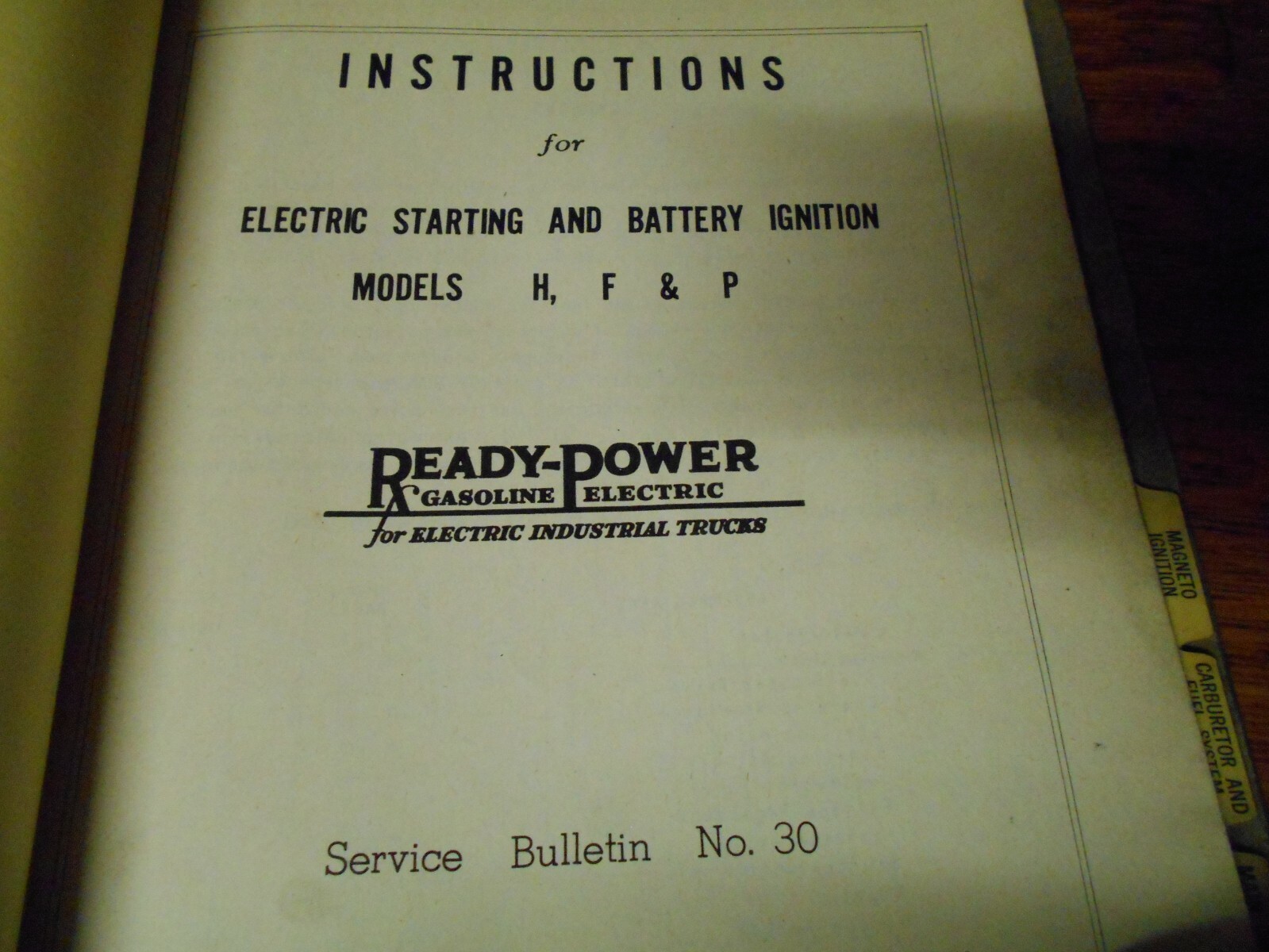 1946-1947 Ready-Power Company Model "H" Power Unit Operating & Service Manual