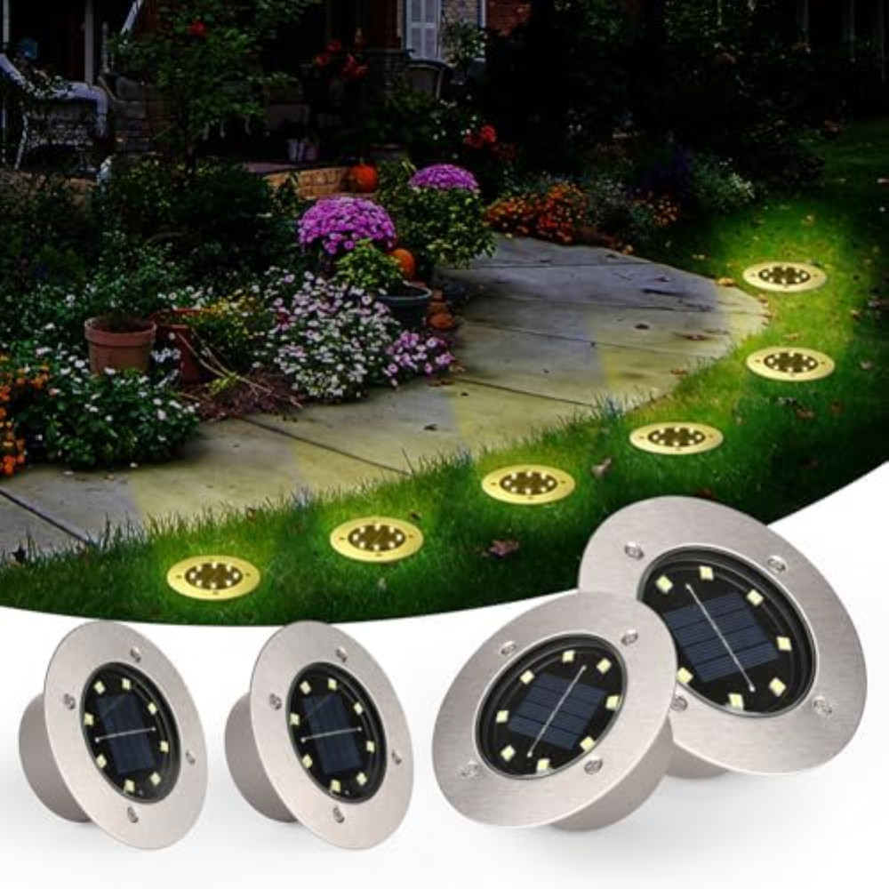 8 Faretti Solari LED TOSHIN da Incasso - IP65 Waterproof per Vialetti