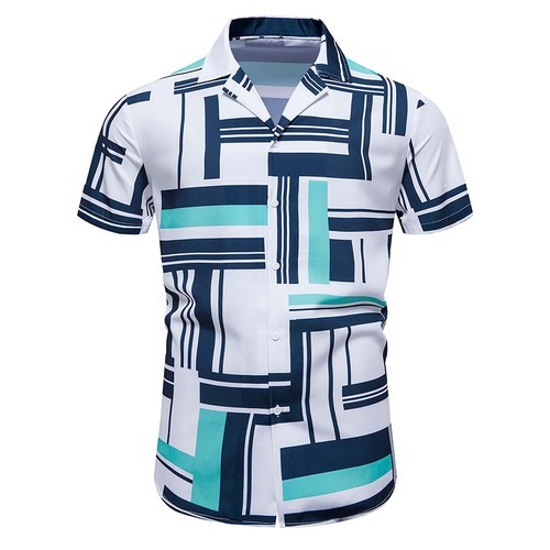 Men's Casual Short Sleeved Shirts Hawaii Style Printed Tops Tee Fashion Summer - Picture 1 of 24