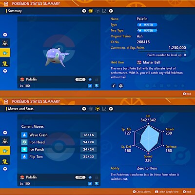 SHINY PALAFIN 6IV RARE HERO FORM BATTLE-READY POKEMON SCARLET and ...
