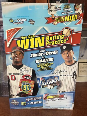 Griffey Jr Jeter 2001 Nabisco Oreo Card Stock 17  X 11 Store Shelf Sign