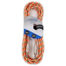 Stagecore 6m Orange Braided 6.35mm 1/4" Jack to Jack Lead Instrument Guitar Bass