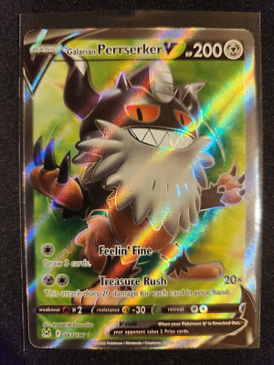 perrserker pokemon card –Galarian V – 129/196 – Lost Origins – Ultra Rare : Toys & Games Metal Metal Call to Muster Search your deck for up to 2 basic Energy cards and attach them to your Pokémon in any way you like Galarian Perrserker (#111, Fantastical Parade)