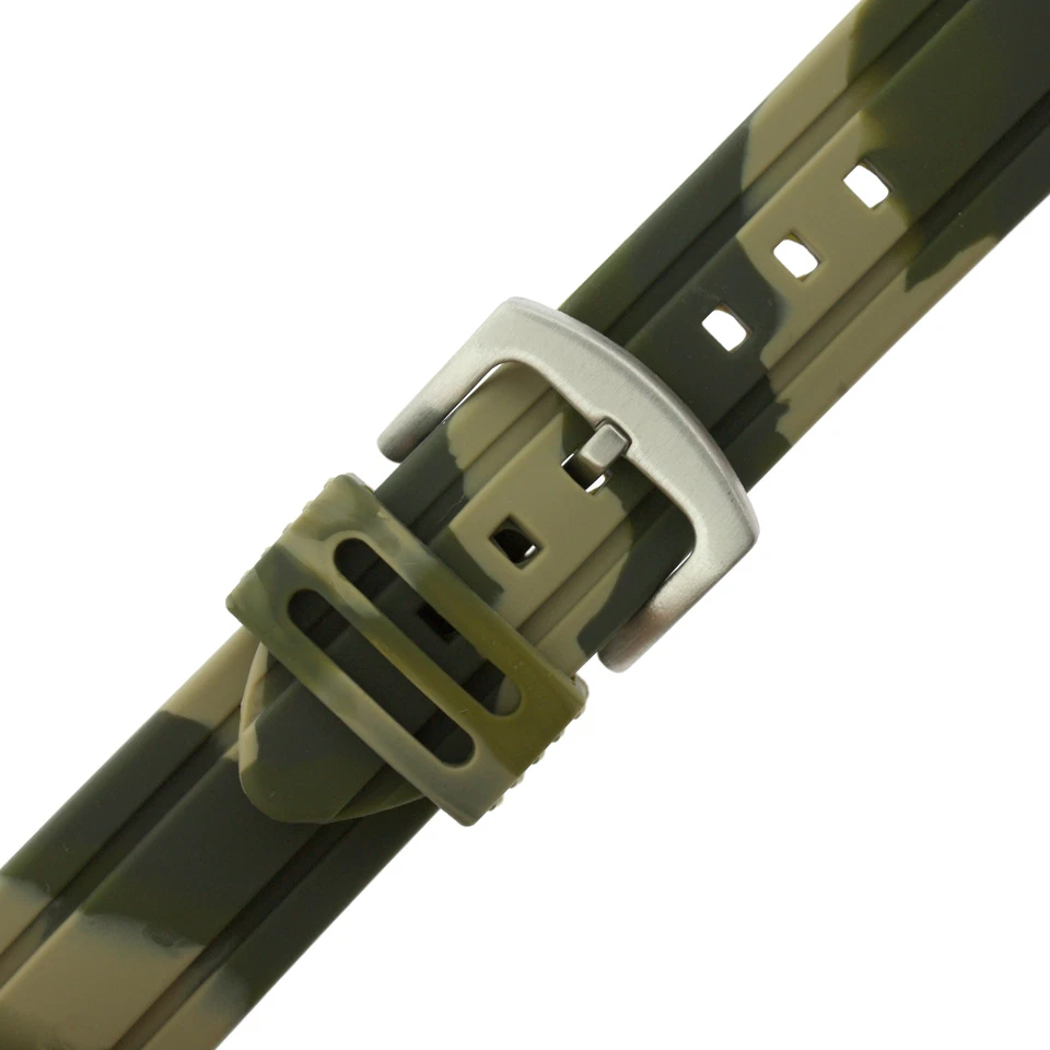 Correa de reloj de goma de silicona verde camuflaje militar Foto 3 de 3