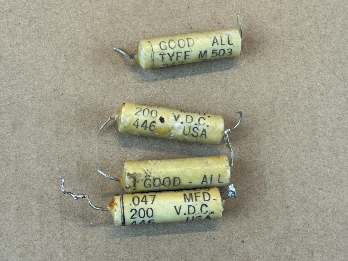 4 Vintage Good-All .047 uf 200v Wax Capacitors 1959 Guitar Tone