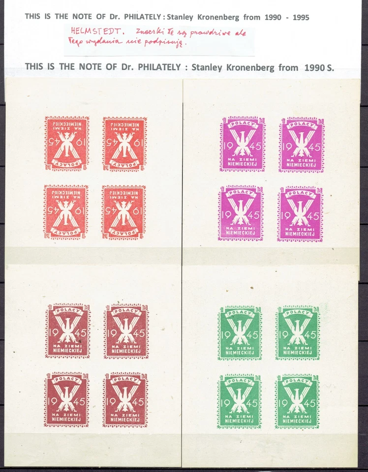 RARE   1945  ,, HELMSTED ''  ,,4 '' BLOCKS  OF  ,,4 '' STAMPS  + ,, 4 ''  BLOCKS - Image 4 of 4