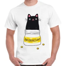 Cute Cat Kitten Antidepressant Funny Meme Men Women Cool Gift Retro T Shirt 2457