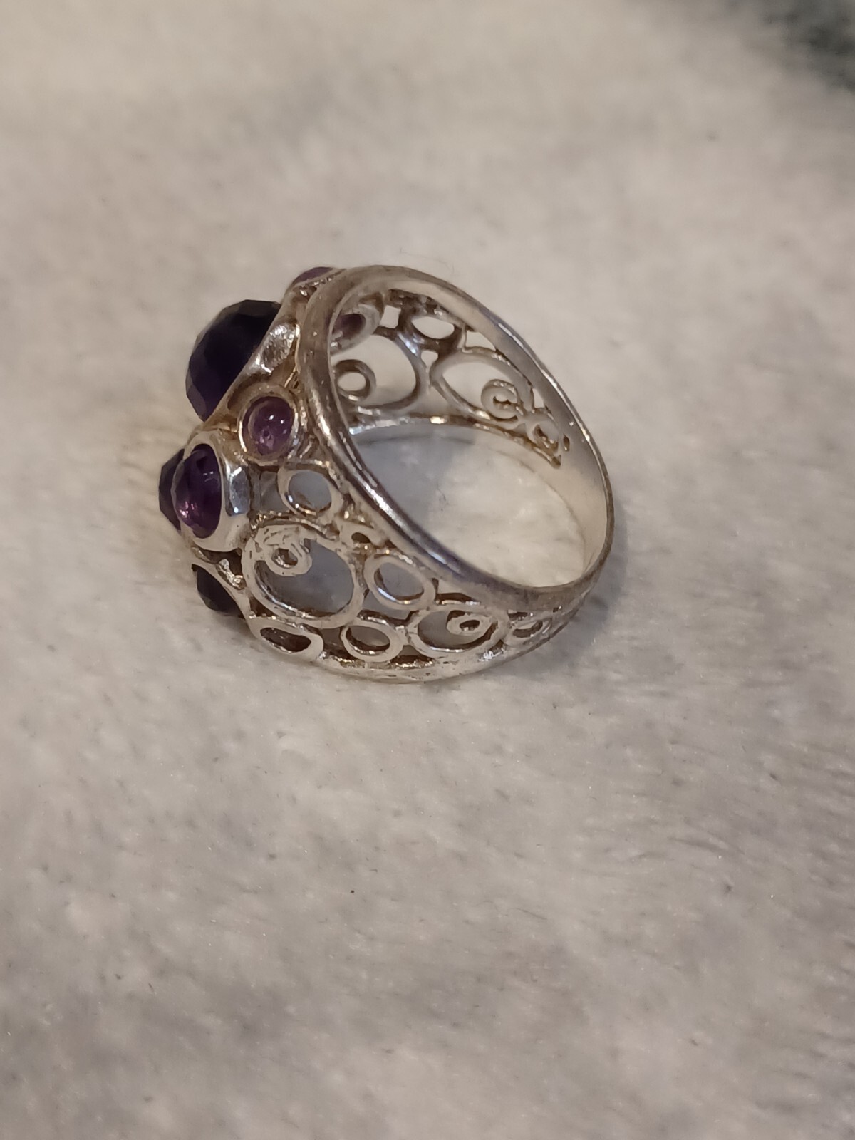 Amethyst Bubble Ring Solid Sterling Silver Round … - image 2