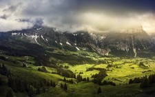 Landscape nature mountains switzerland trees clouds Custom Gaming Mat Desk