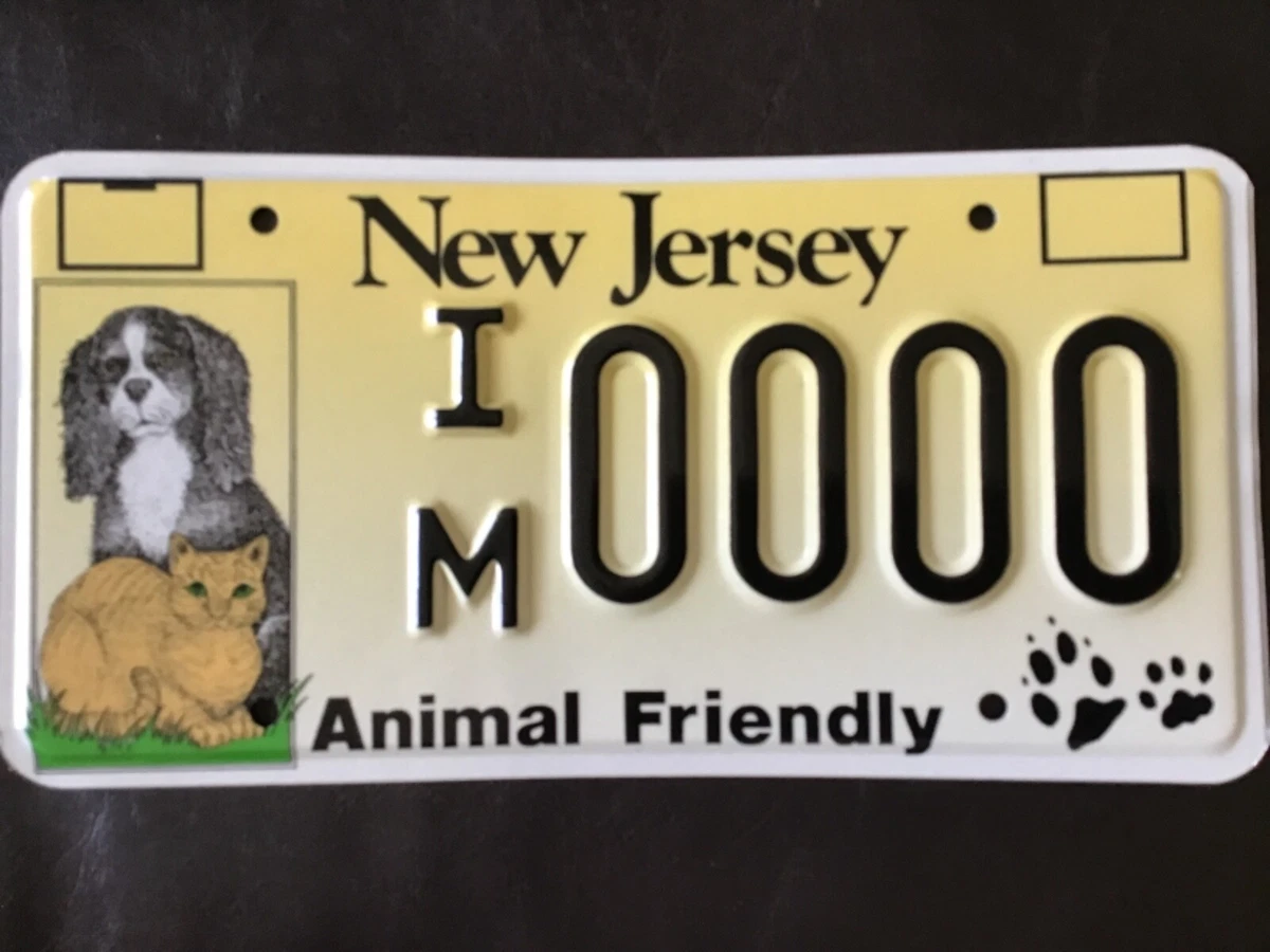 2000 New Jersey SAMPLE Animal Friendly License Plate Tag dog cat specialty