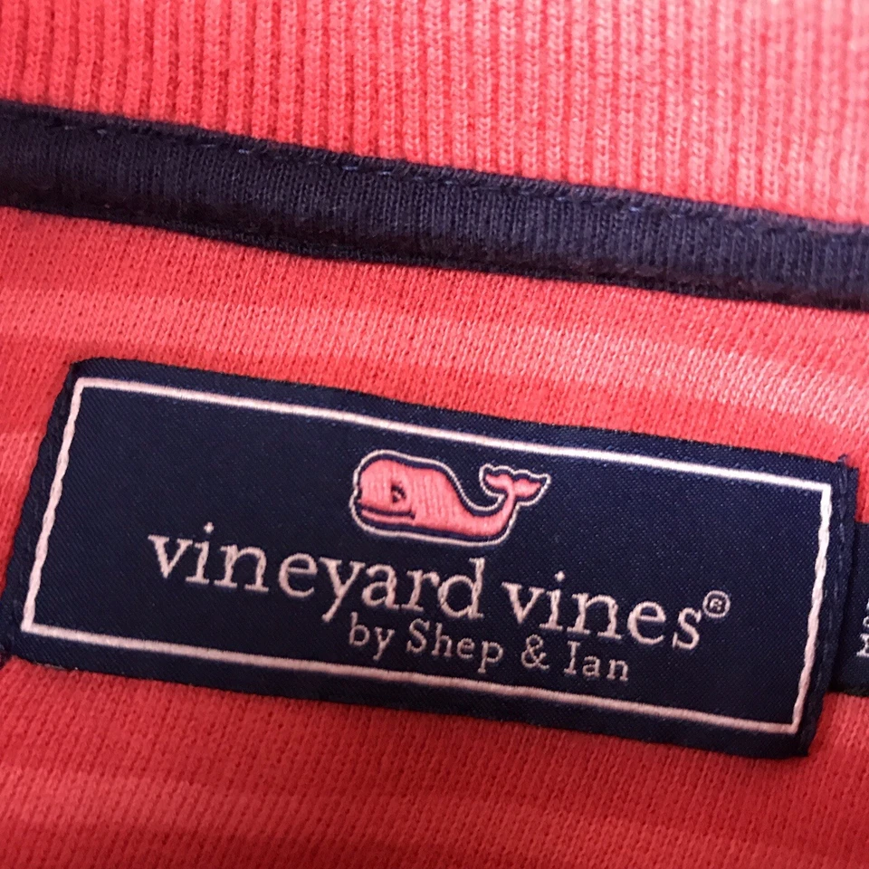 Moletom feminino Vineyard Vines listrado rosa pequeno 1/4 zíper pulôver pescoço simulado - Imagem 3 de 4