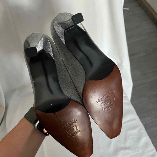 Stuart Weitzman Vintage Shoes Satin Gray Size 9 - Picture 6 of 7