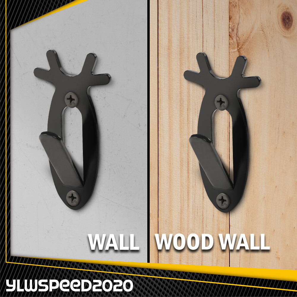 5PCS European Deer Antelope Antler Style Mount Skull Wall Hanger Hook Black New 