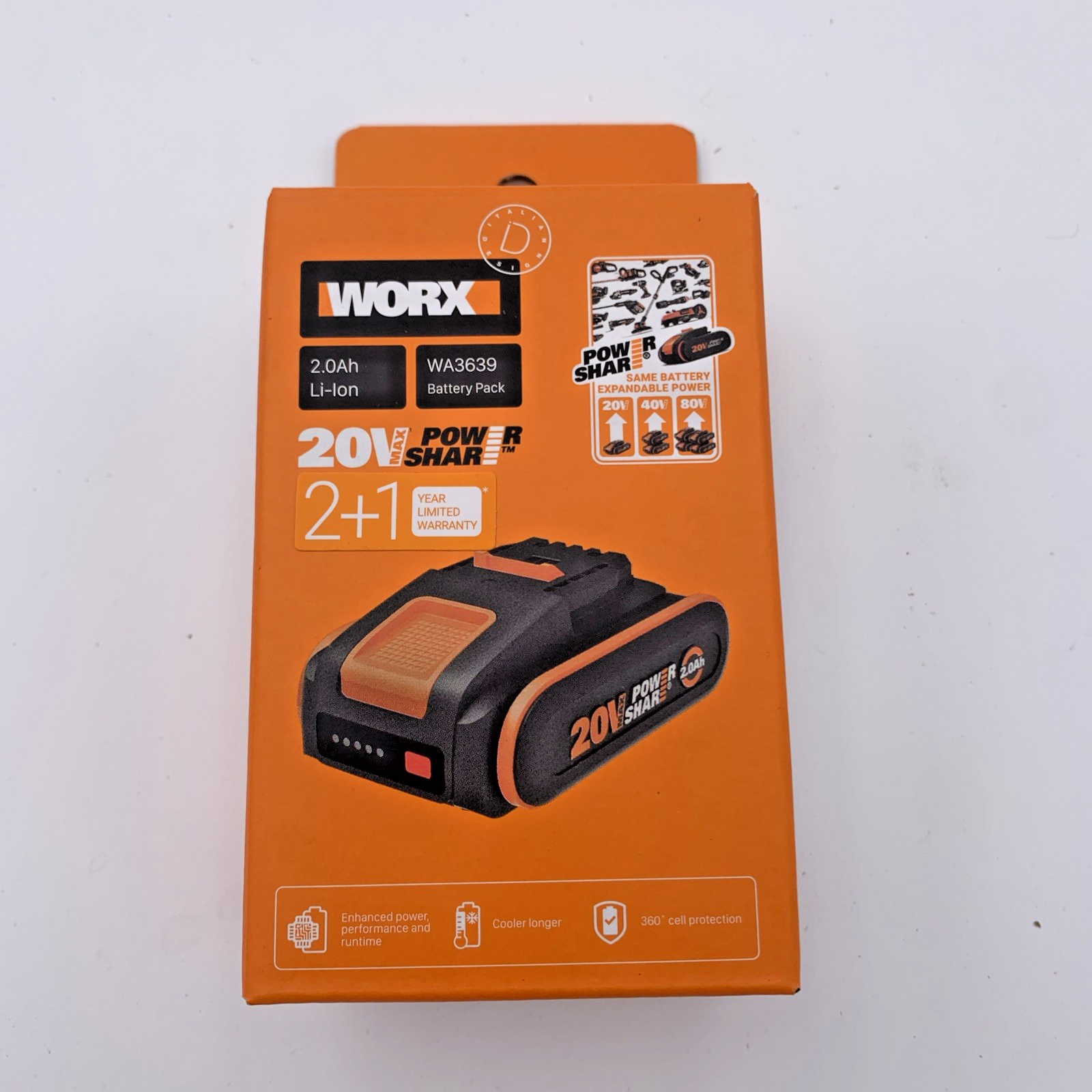 WORX NUOVA BATTERIA LITIO 20 VOLT 2Ah PER TUTTI GLI ATTREZZI DA 20 VOLT WA3639