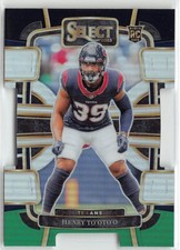 2023 Panini Select Henry To'oto'o Rookie Black & Green Prizm Die Cut Texans #39