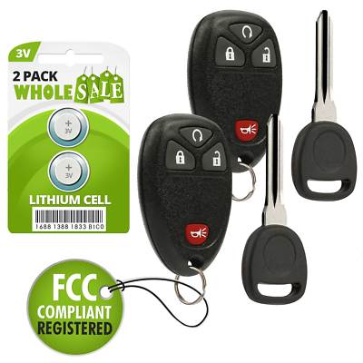 2 Replacement For 07 08 09 10 11 12 13 Chevrolet Avalanche Key + Fob Alarm