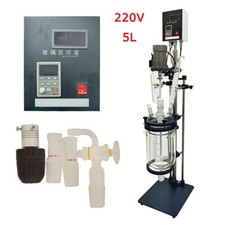 220V Lab Jacketed Reactor 5L Jacketed Glass Reactor Vessel with Digital Display