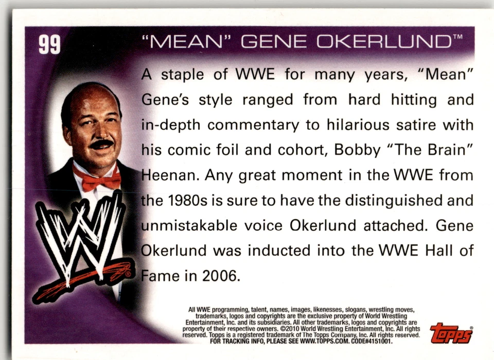 2010 Topps WWE #99 "Mean" Gene Okerlund - Image 2 of 2