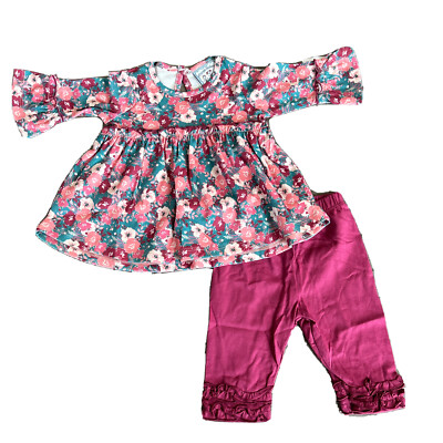 Three Sisters Baby Girls Top and Leggings 2 Pc Set Giraffes Design - 18M