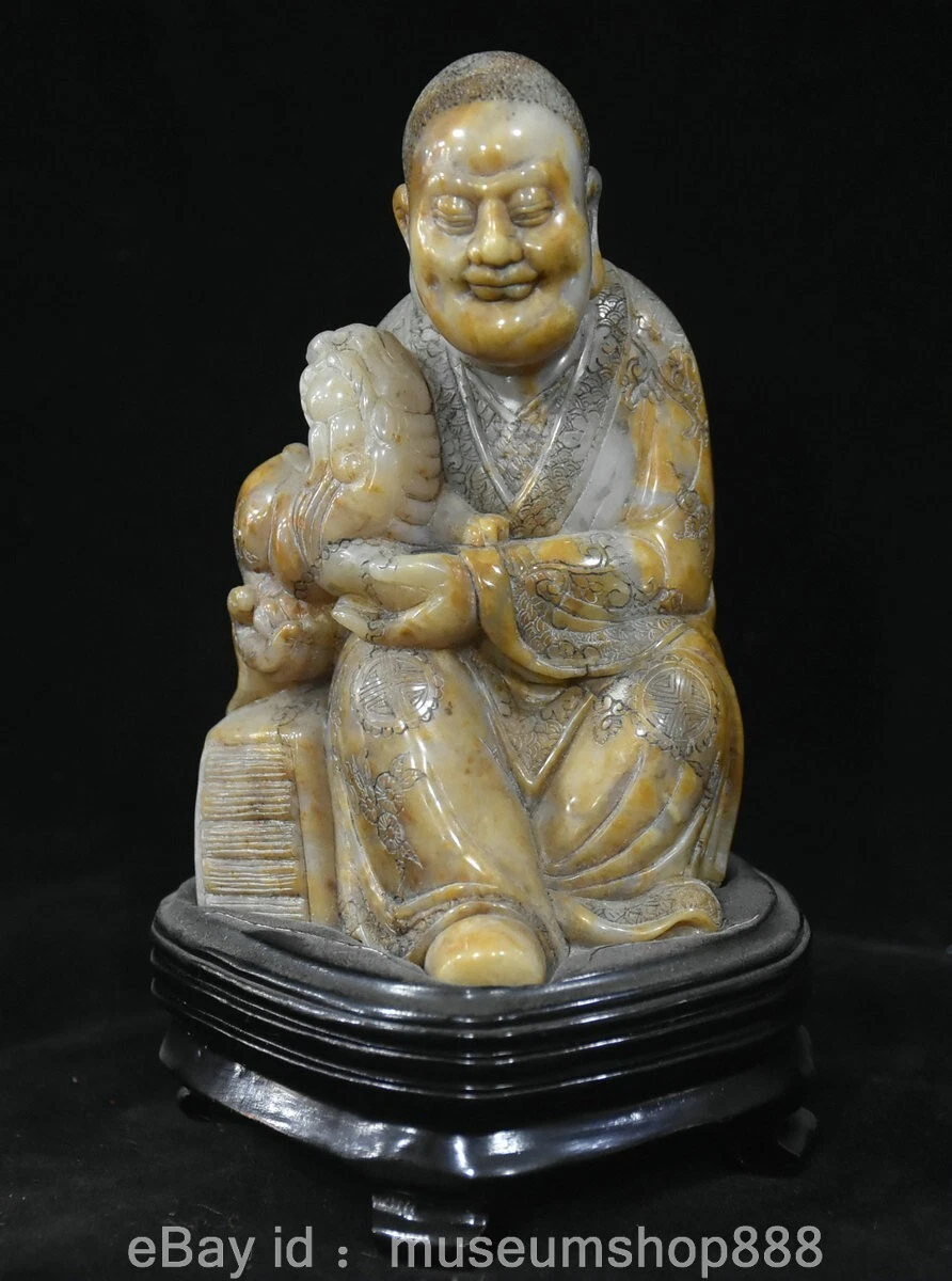 佛白色寿山石主中国风雕像、雕像| eBay