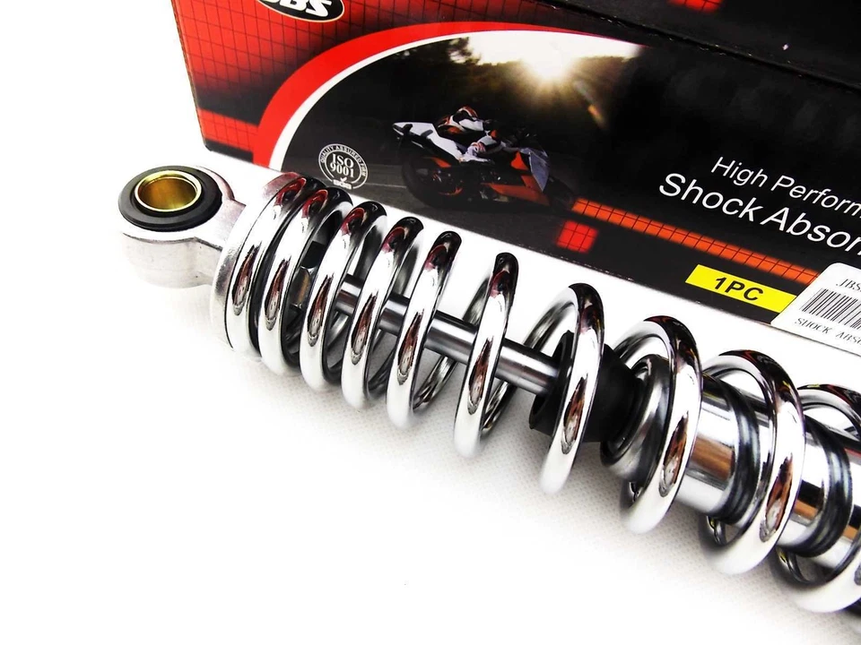 AMORTIGUADORES TRASEROS HONDA CB500T 317mm JBS CROMADOS OJO A HENDIDURA NC Foto 3 de 4