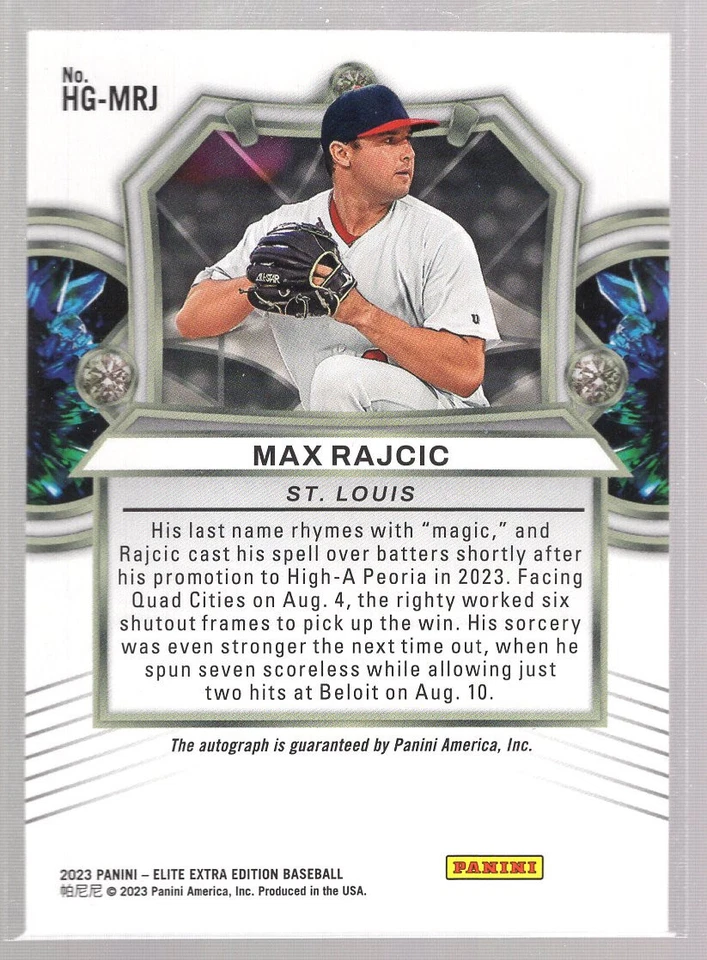 * 2023 Panini Elite Extra Edition - Hidden Gems Blue Signatures MAX RAJCIC - Image 2 of 2