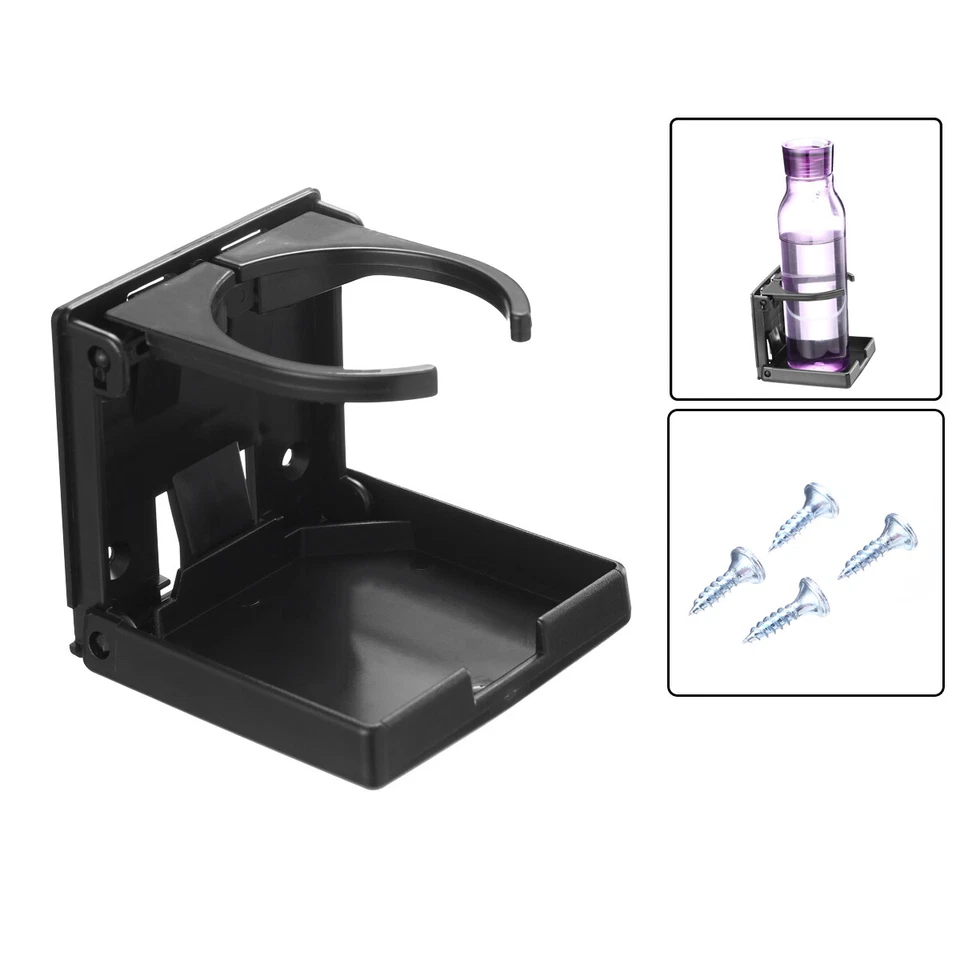 SOPORTAVASOS PLEGABLES AJUSTABLES NEGROS 2 piezas - Marina/Barco/Caravana/Coche/4x4/RV/Taza Foto 4 de 4