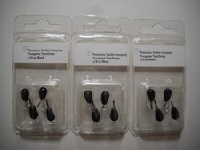 Lot of 3 PRECISION TUNGSTEN 1/8oz TEARDROP DROPSHOT Weights - BLACK color