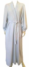 Miss Elaine VINTAGE LONG ROBE LT. BLUE WRAPS/ SASH POLY W/ Side Pockets WN SZ M