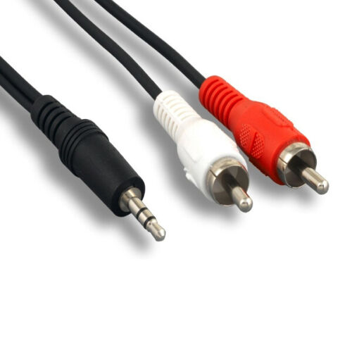 25' 3.5mm Male to 2RCA Male Stereo Audio Cable Cord TV MP3 MP4 PC Laptop Speaker - Afbeelding 1 van 1
