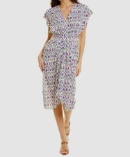  580 Isabel Marant Etoile Women's White Short Sleeve V-Neck Dress Size FR44/US12