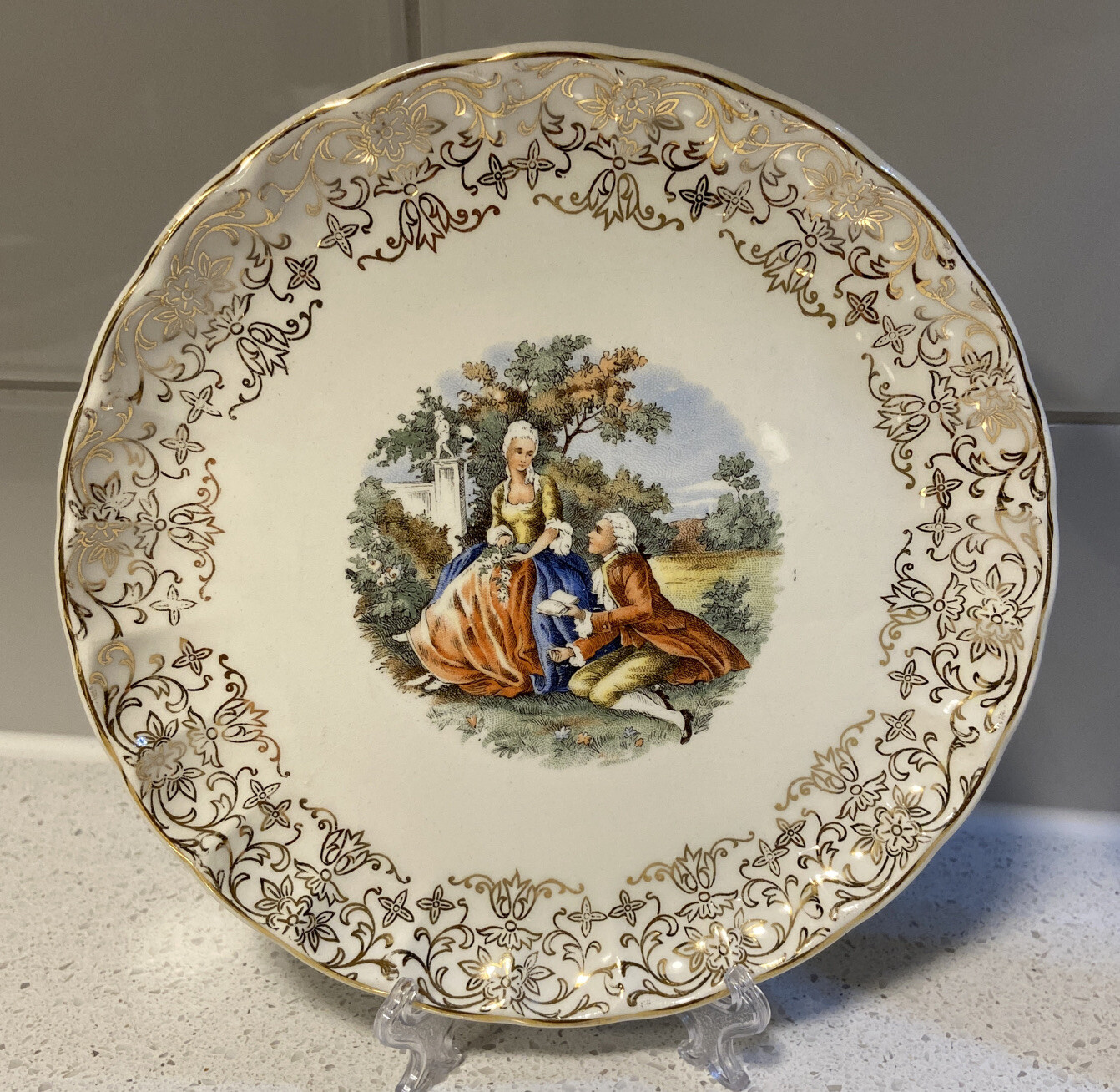 2 6 1/2” Antique W.S. Bolero China Decorative Plates 22KT Gold