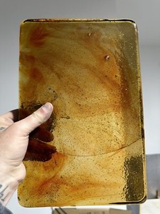 Blenko Dalle de Verre - 6039 - Light amber with red/orange/yellow wisps